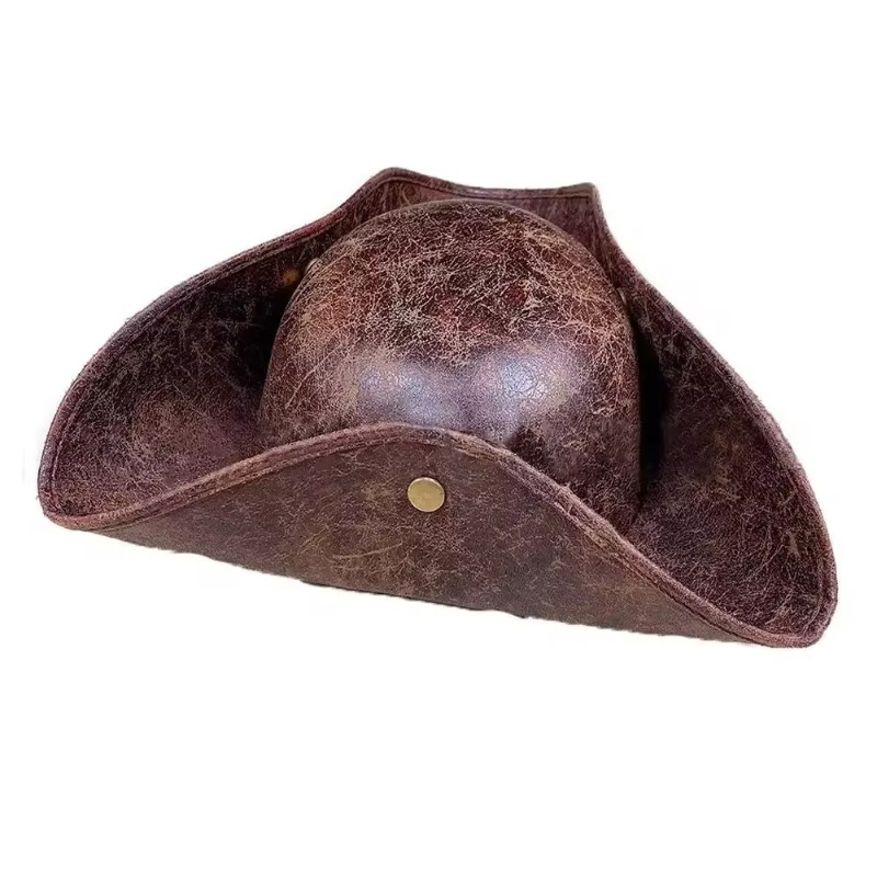 Photography Of A Man - Faux Leather Pirate Hat Brown Captain