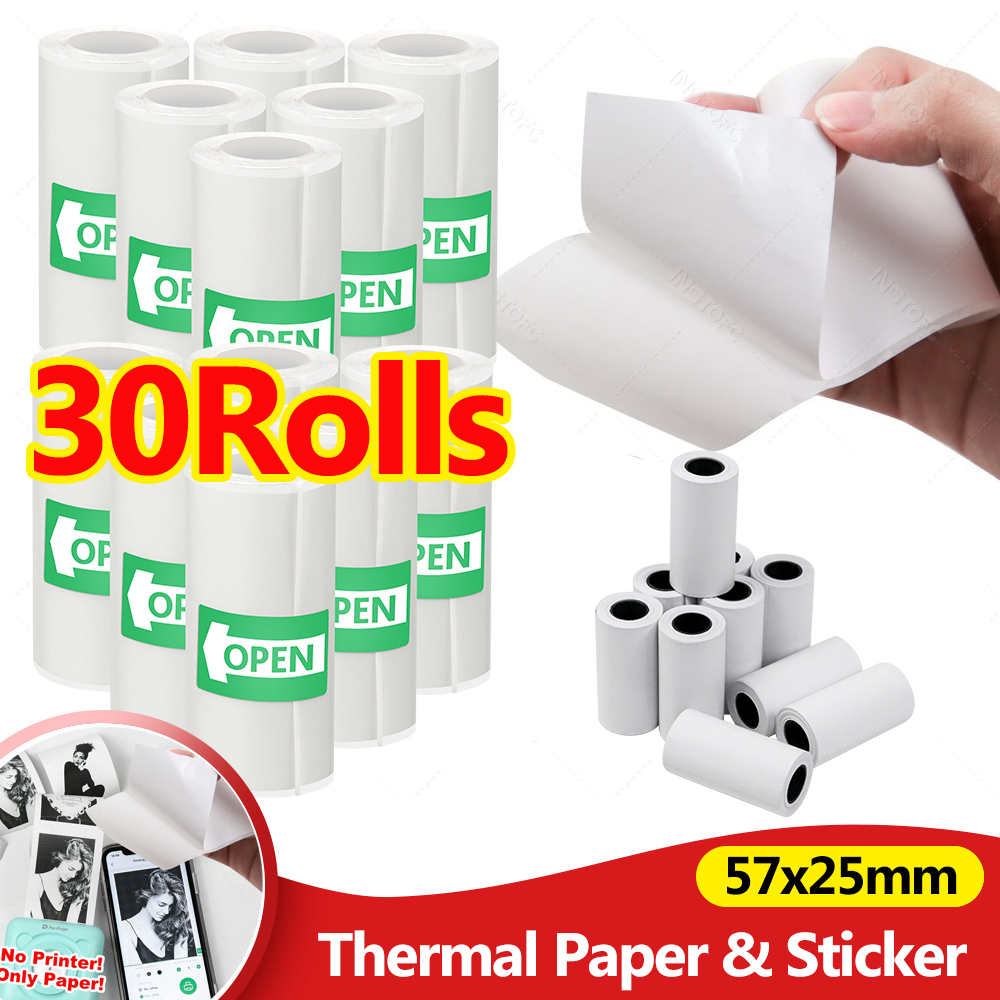 Photography And Videography - 30Rolls/pack 57*25mm Thermal Paper White Sticker