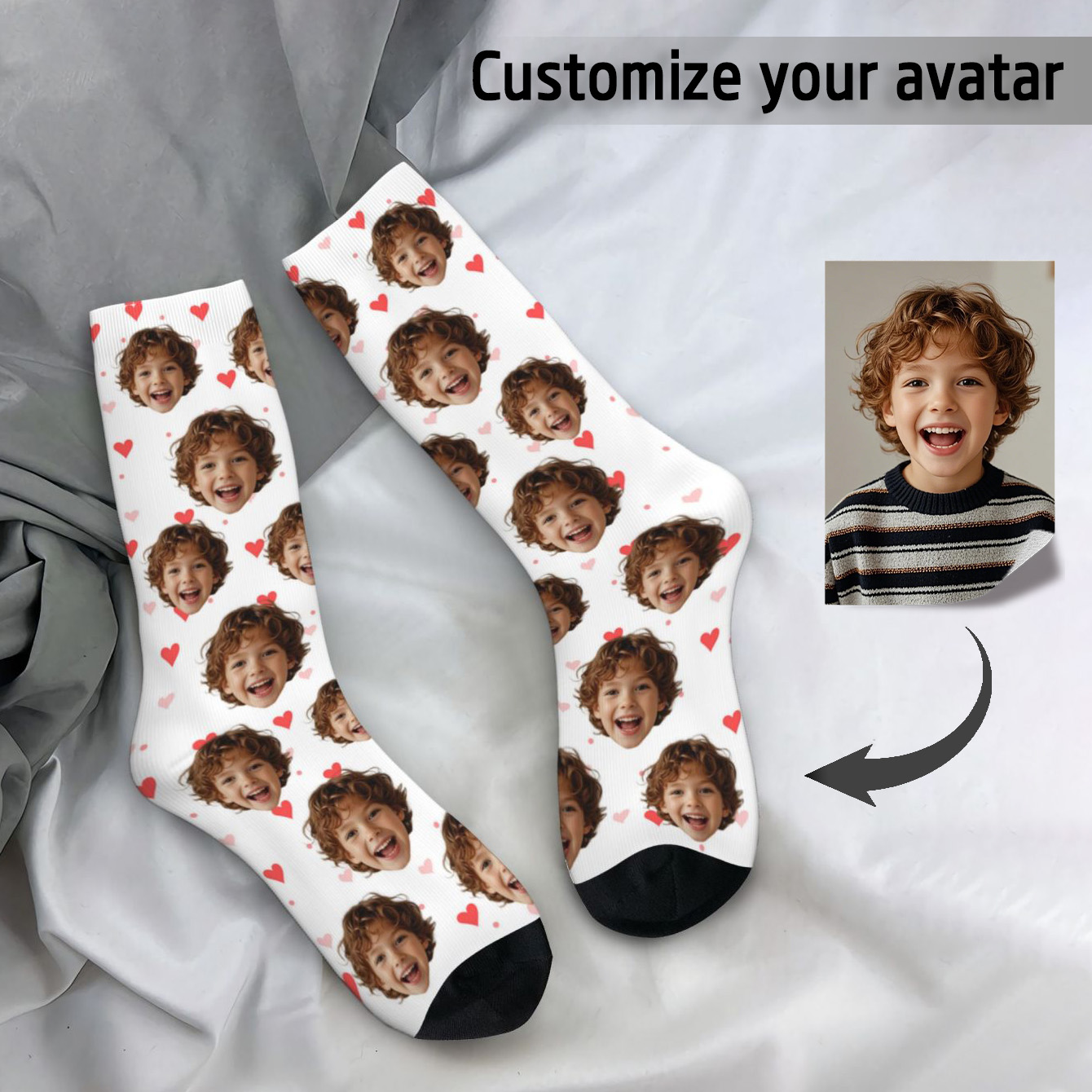 Photography Style - Customized face-shaped socks Unisex customized socks