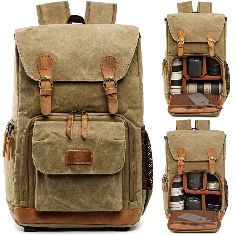 Photography Of A Man - Vintage Batik Canvas Camera Backpack Travel