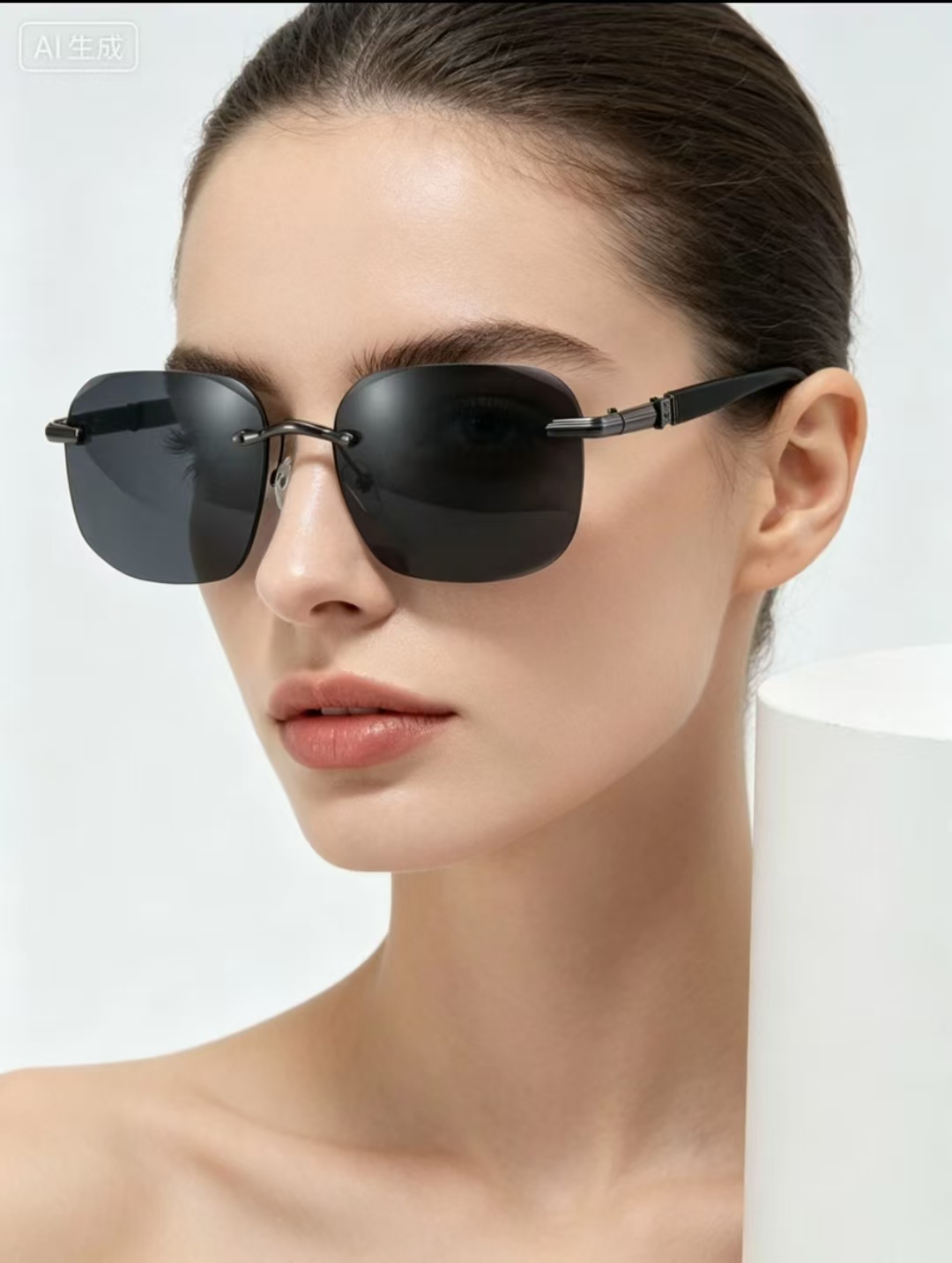 Photography Style - New style men's rimless fashionable glasses.