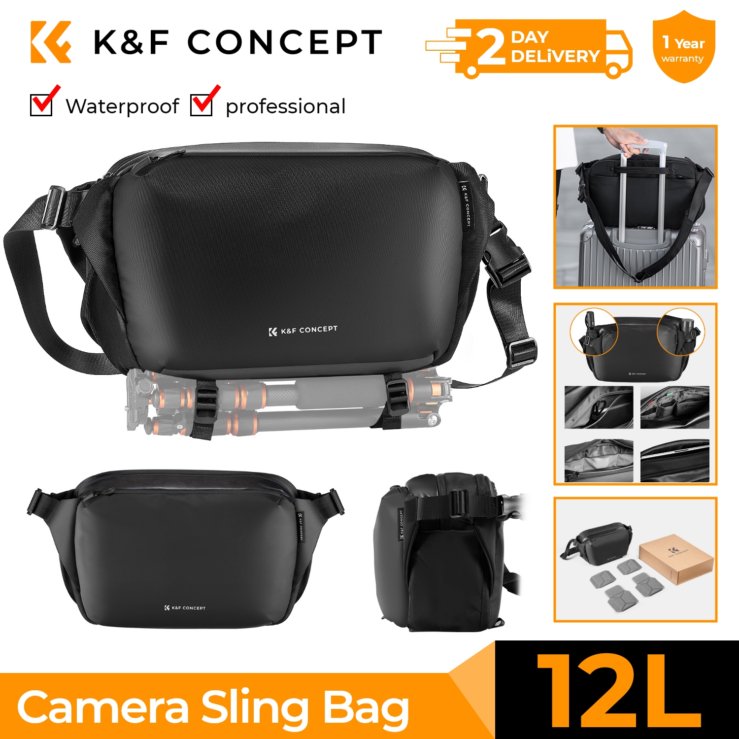 Camera Bag Waterproof - K&F CONCEPT 12L/10L Camera Sling Bag