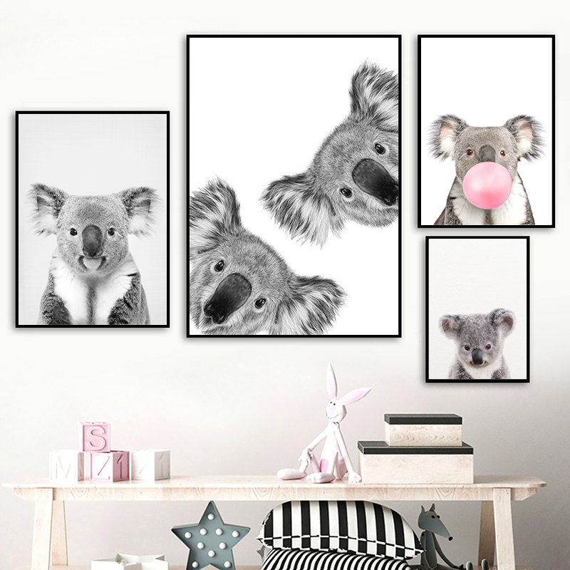 Photography Zoo - 1pc frameless Koala Print Black and